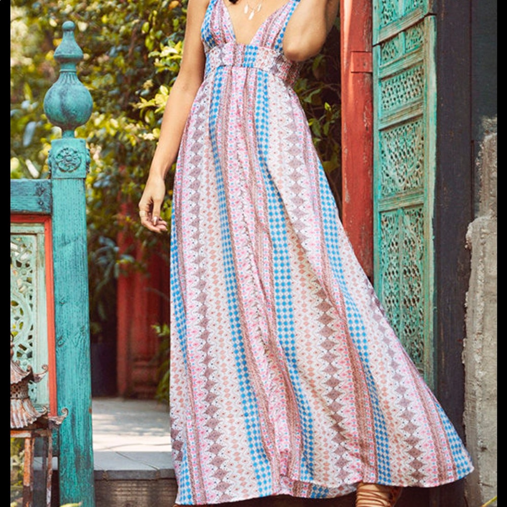 Lulus maxin’ relaxin’ multi print dress